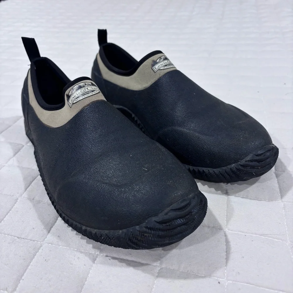 Lewis & Clark Men Slip-On Vulcanized Rubber Boot Khaki Black 11 All Weather Moc